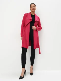 MOHITO Czerwony płaszcz z wiązaniem mocny ru00f3u017cowy Fashion