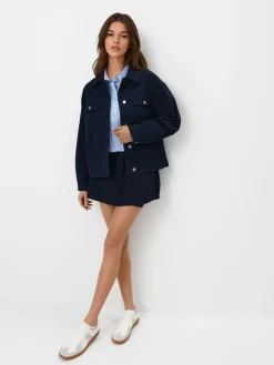 MOHITO Denimowa kurtka oversize granatowy Clearance