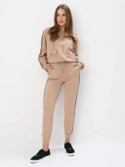 MOHITO Dresowe joggery z lampasami beu017cowy Fashion