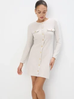 MOHITO Dzianinowa kremowa sukienka mini beu017cowy Sale