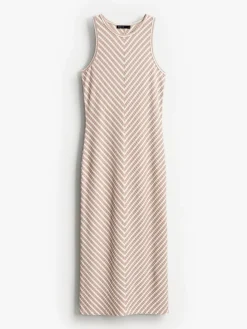 MOHITO Dzianinowa sukienka midi beu017cowy Outlet