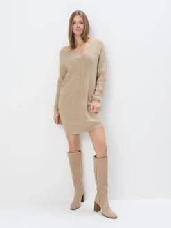 MOHITO Dzianinowa sukienka mini beu017cowy Online