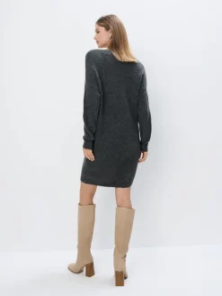 MOHITO Dzianinowa szara sukienka mini szary Sale