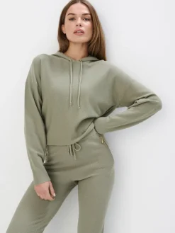 MOHITO Dzianinowa zielona bluza z kapturem oliwkowy Fashion
