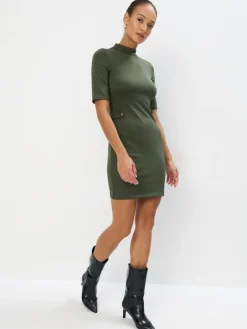 MOHITO Dzianinowa zielona sukienka mini oliwkowy Outlet