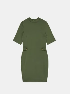 MOHITO Dzianinowa zielona sukienka mini oliwkowy Outlet