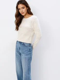 MOHITO Dzianinowy sweter kremowy Outlet