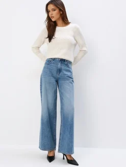 MOHITO Dzianinowy sweter kremowy Outlet