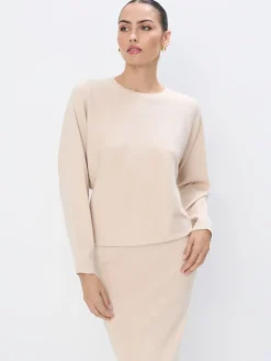 MOHITO Dzianinowy kremowy sweter beu017cowy Fashion