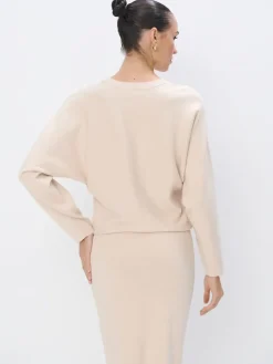 MOHITO Dzianinowy kremowy sweter beu017cowy Fashion