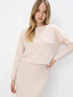 MOHITO Dzianinowy kremowy sweter beu017cowy Fashion