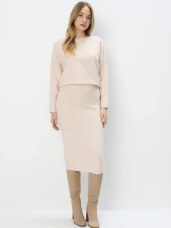 MOHITO Dzianinowy kremowy sweter beu017cowy Fashion