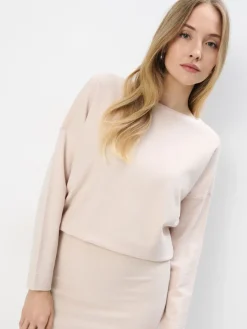 MOHITO Dzianinowy kremowy sweter beu017cowy Fashion