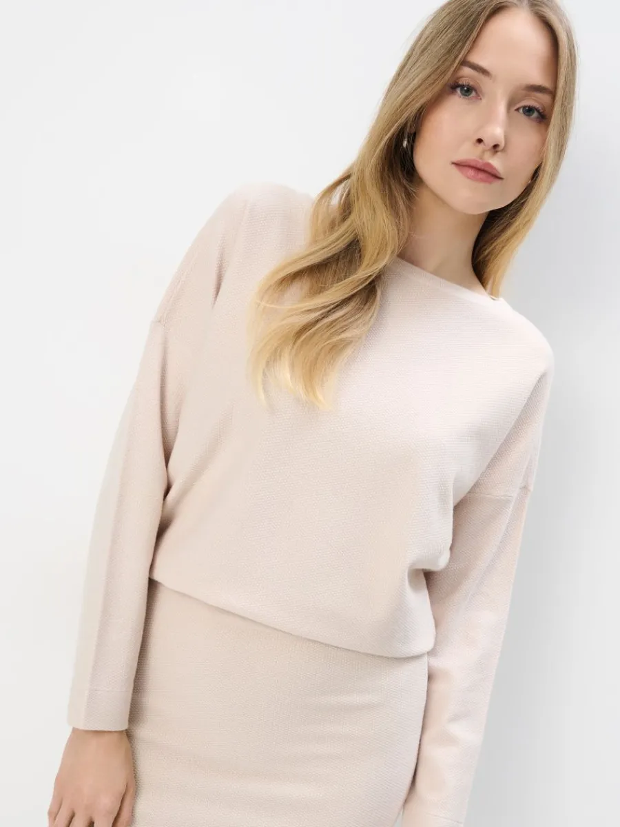 MOHITO Dzianinowy kremowy sweter beu017cowy Fashion