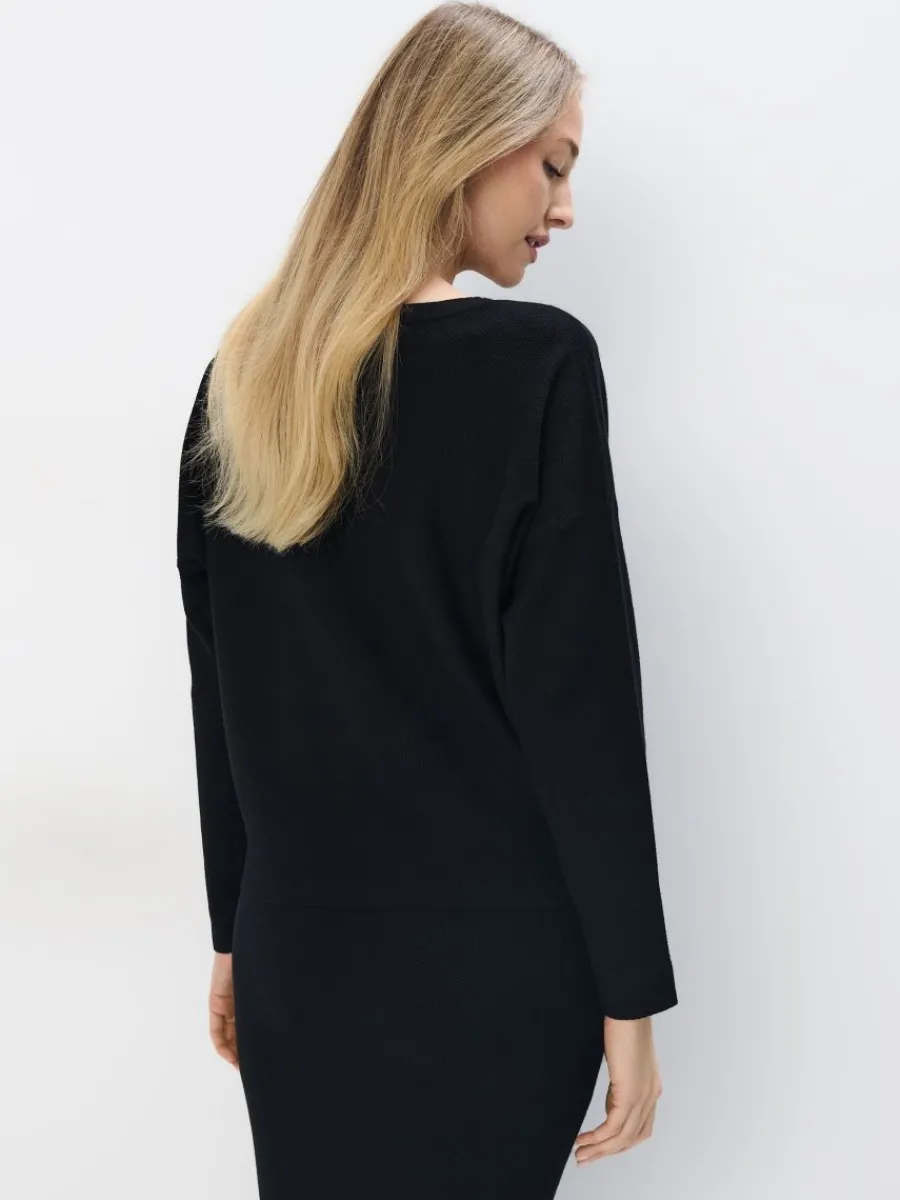 MOHITO Dzianinowy sweter czarny Fashion