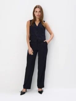 MOHITO Elegancka kamizelka w paski granatowy Fashion