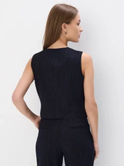 MOHITO Elegancka kamizelka w paski granatowy Fashion