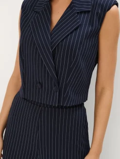 MOHITO Elegancka kamizelka w paski granatowy Outlet