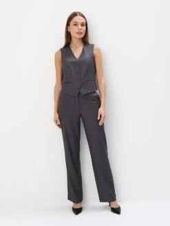 MOHITO Elegancka szara kamizelka w paski szary Sale