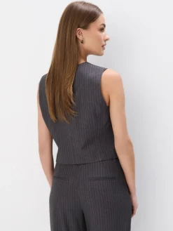 MOHITO Elegancka szara kamizelka w paski szary Sale