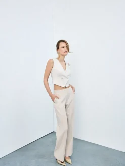 MOHITO Eleganckie beżowe spodnie beu017cowy Hot