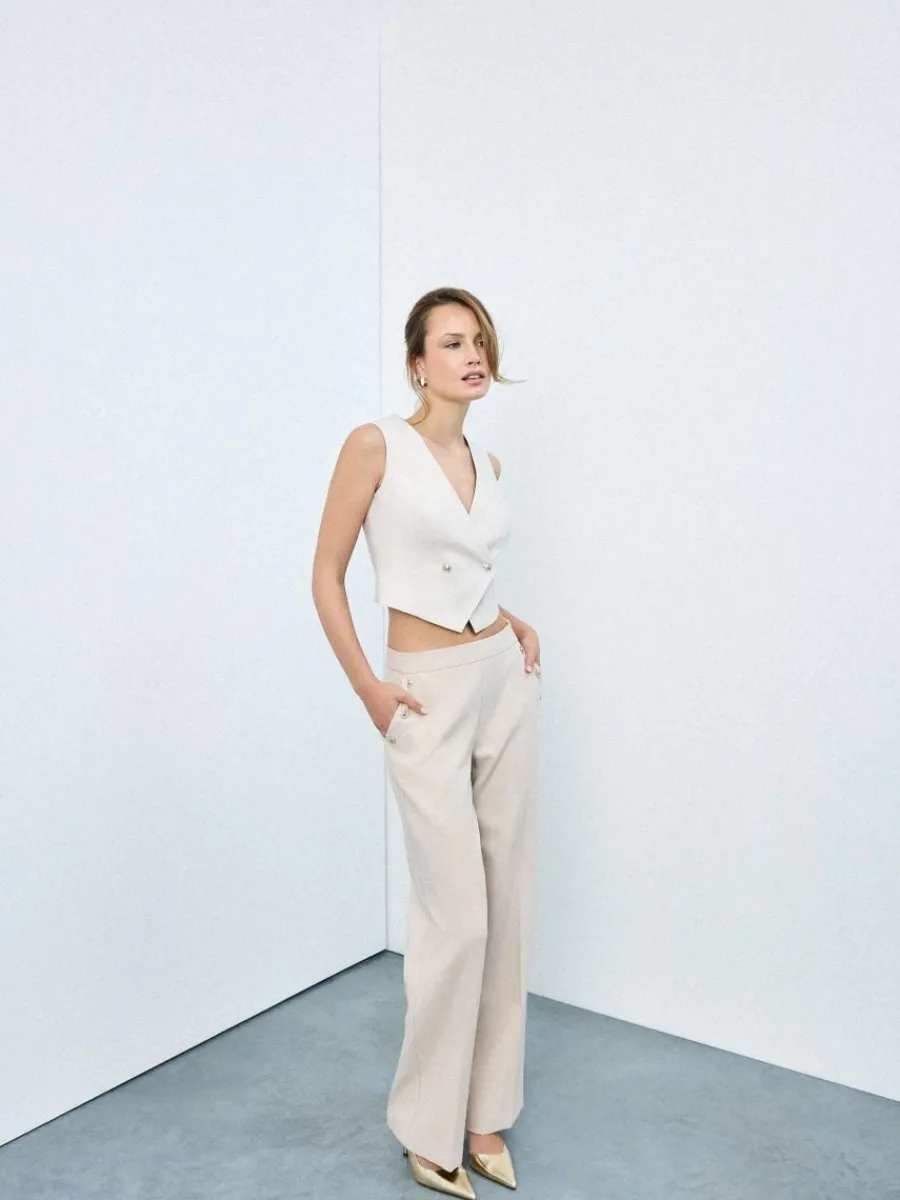 MOHITO Eleganckie beżowe spodnie beu017cowy Hot
