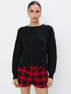 MOHITO Gładki sweter z bawełną czarny Online