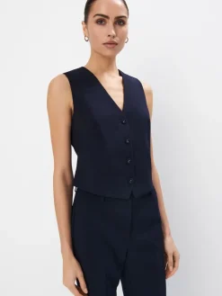 MOHITO Granatowa elegancka kamizelka granatowy Best