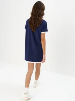 MOHITO Granatowa sukienka mini z kołnierzykiem polo granatowy New