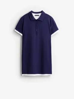 MOHITO Granatowa sukienka mini z kołnierzykiem polo granatowy New
