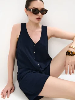 MOHITO top z wiązaniem granatowy Discount