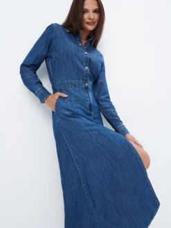 MOHITO Jeansowa sukienka maxi niebieski Outlet