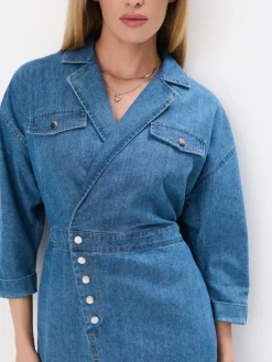MOHITO Jeansowa sukienka midi niebieski Fashion