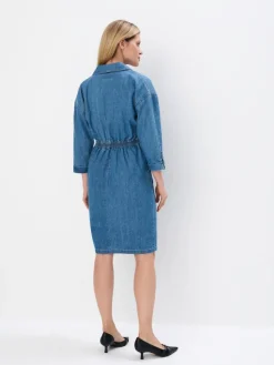 MOHITO Jeansowa sukienka midi niebieski Fashion