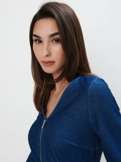 MOHITO Jeansowa sukienka midi bu0142u0119kitny New