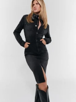 MOHITO Jeansowa sukienka midi czarny Discount