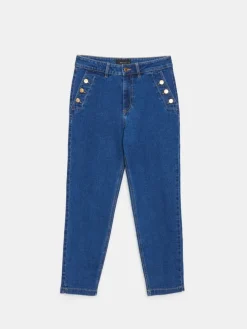 MOHITO Jeansy mom granatowy New