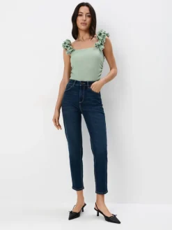 MOHITO Jeansy mom granatowy New