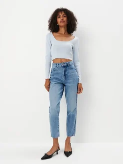MOHITO Jeansy mom fit niebieski New
