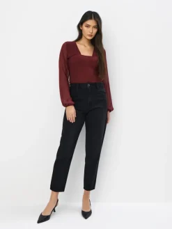 MOHITO Jeansy mom fit czarny Hot