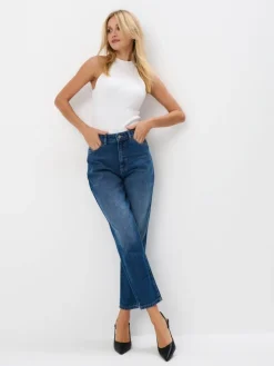 MOHITO Jeansy mom fit niebieski Sale