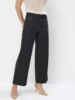 MOHITO Jeansy wide leg czarny Clearance