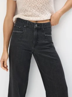 MOHITO Jeansy wide leg czarny Clearance