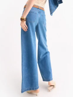 MOHITO Jeansy wide leg niebieski New