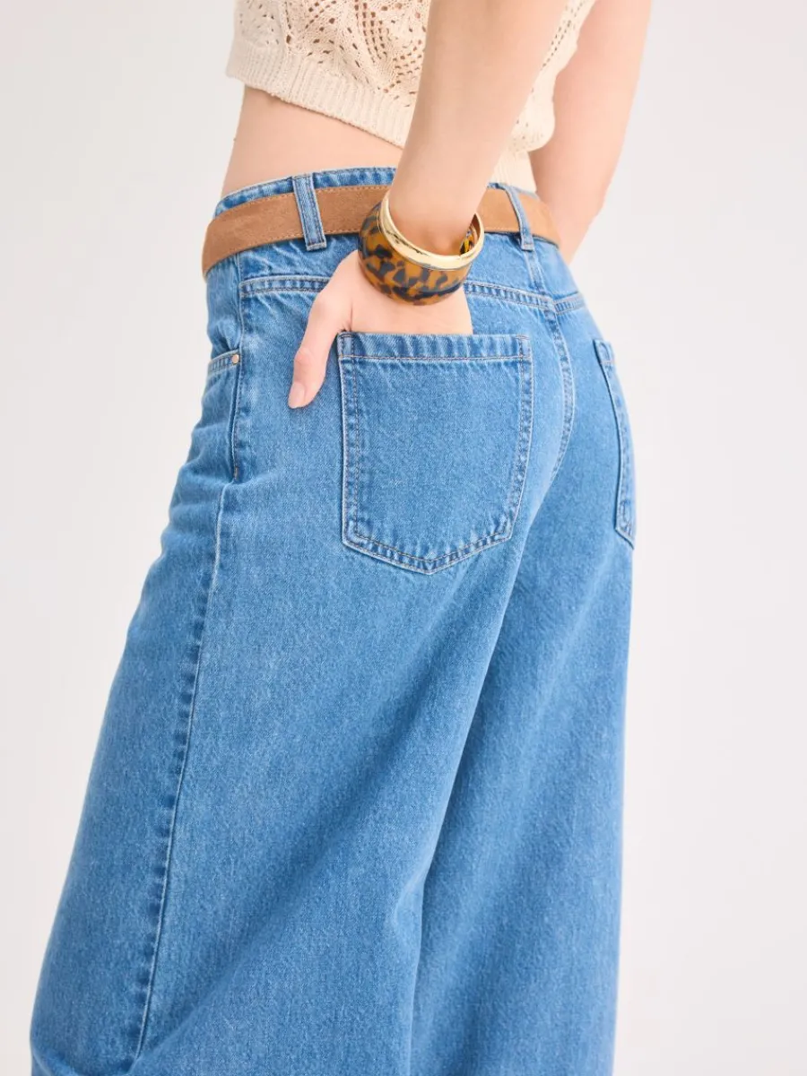 MOHITO Jeansy wide leg niebieski New