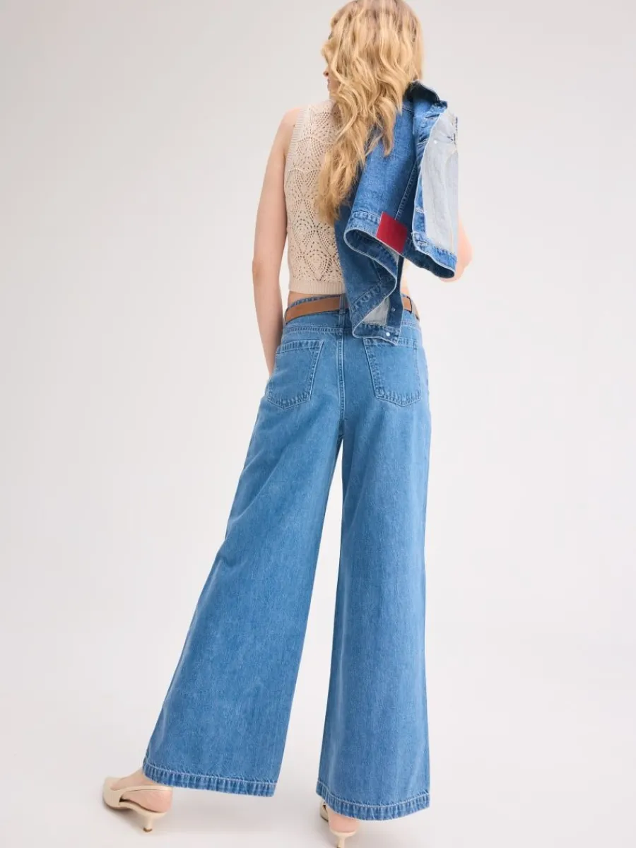 MOHITO Jeansy wide leg niebieski New