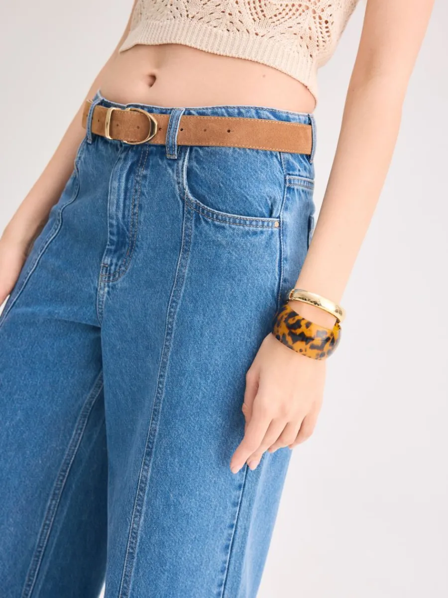 MOHITO Jeansy wide leg niebieski New