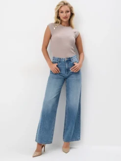 MOHITO Jeansy wide leg niebieski Best