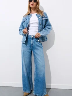 MOHITO Jeansy wide leg niebieski Clearance