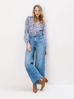 MOHITO Jeansy wide leg niebieski Clearance